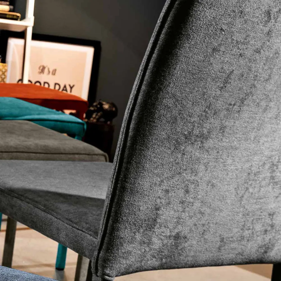 Wohnzimmerstuhl komplett gepolstert mit Stoff Made in Italy - Rosetta Viadurini