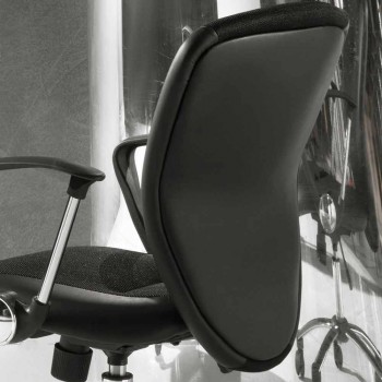 Bürostuhl mit drehbaren Rädern aus schwarzem Ecoleather und Metall - Amarilda