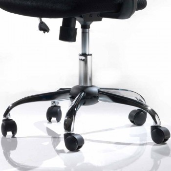 Bürostuhl mit drehbaren Rädern aus schwarzem Tecnorete und Stoff - Giovanna