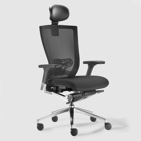 Ergonomischer bürostuhl mit rollen aus stoff und kunstleder - takeshi