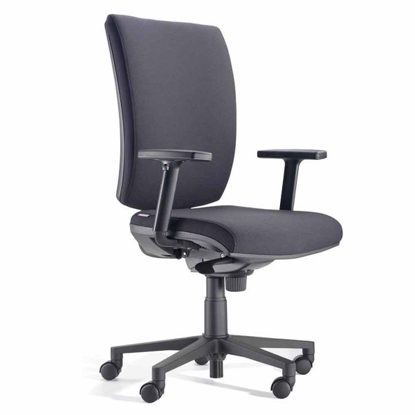 Ergonomischer bürodrehstuhl mit armlehnen aus schwarzem stoff - macrino