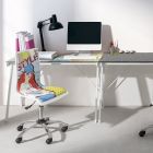 Drehbarer Bürostuhl aus Stahl und Kunstleder mit Kartondruck - Lollo Viadurini