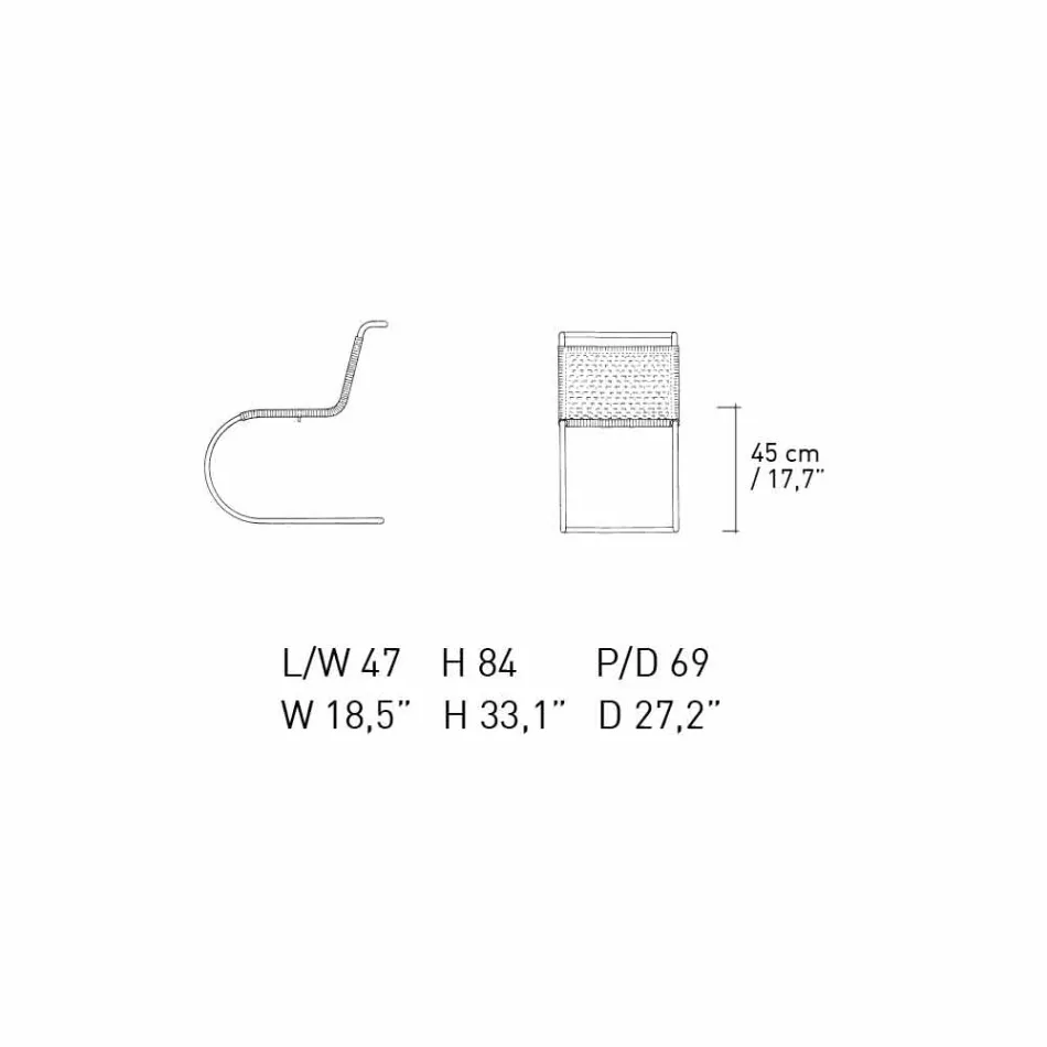 Bürostuhl aus natürlichem Rohrgeflecht und verchromtem Stahl Made in Italy - Formentera Viadurini