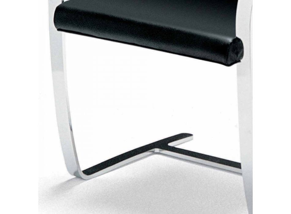 Bürostuhl aus Leder mit Struktur aus Chromstahl Made in Italy - Quartz