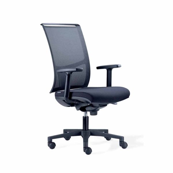 Semidirektionaler bürostuhl aus tecnorete und schwarzem stoff - vespasiano
