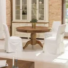 Mit Schleife verzierter Stuhl für Wohnzimmer aus Holz und Baumwolle - Slide Viadurini