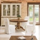 Mit Schleife verzierter Stuhl für Wohnzimmer aus Holz und Baumwolle - Slide Viadurini
