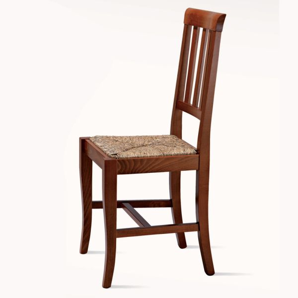 Klassischer designstuhl aus holz und strohsitz made in italy - dorina