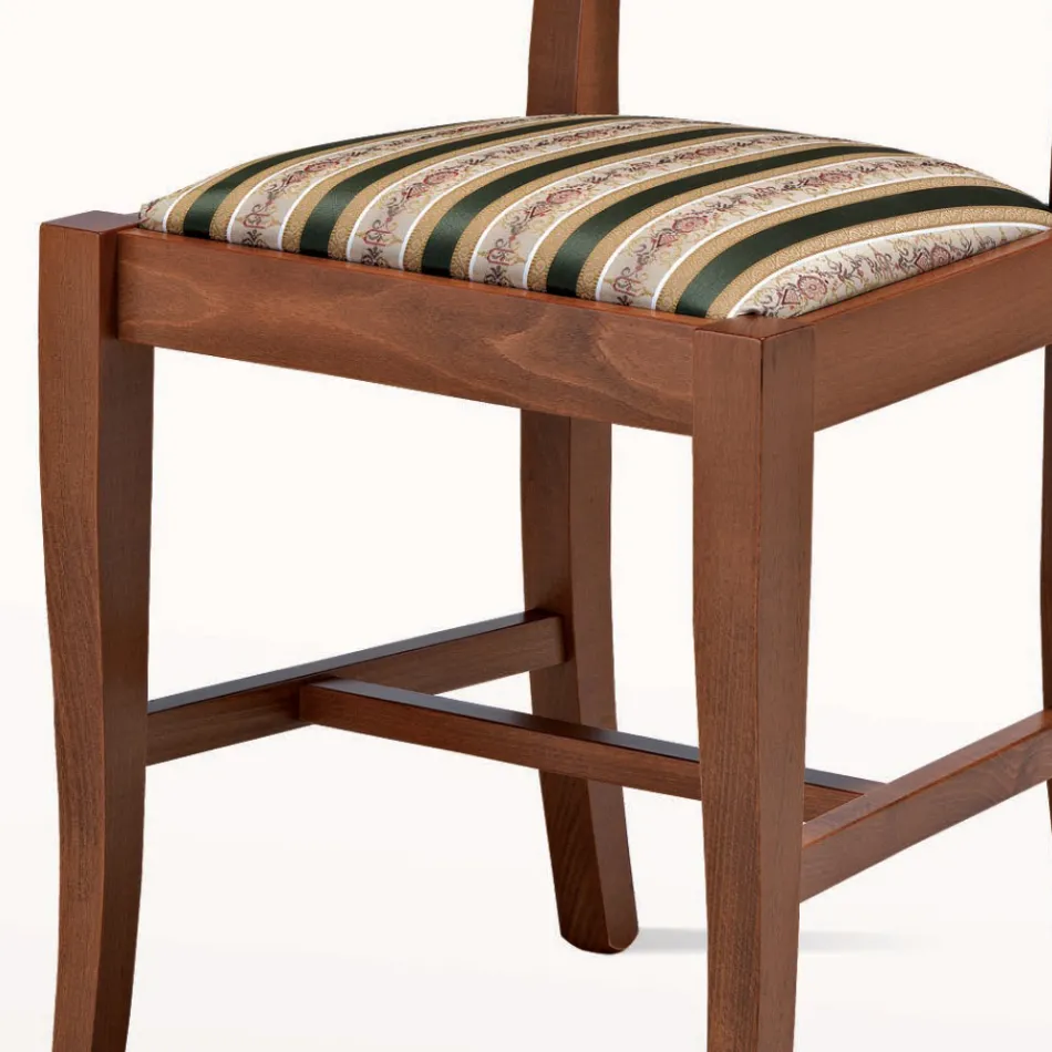 Stuhl im klassischen Design aus Holz und Sitz aus Stoff Made in Italy - Dorina Viadurini