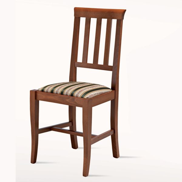 Stuhl im klassischen design aus holz und sitz aus stoff made in italy - dorina