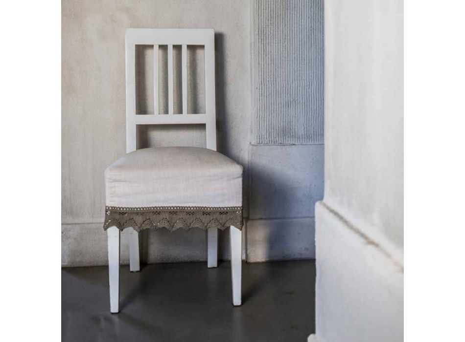 Moderner Design Stuhl aus weiß lackiertem Buchenholz, Shirley