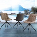 Design Polsterstuhl mit Druckknöpfen aus Stoff oder Nabukleder Venezia