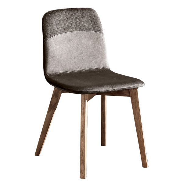 Eleganter stuhl mit modernem design aus farbigem samt und holz - bizet