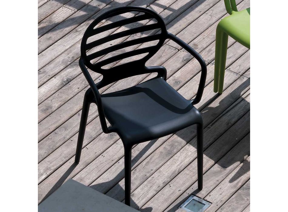 Stapelbarer Gartenstuhl aus Polypropylen Made in Italy 4 Stück - Himbeere Viadurini