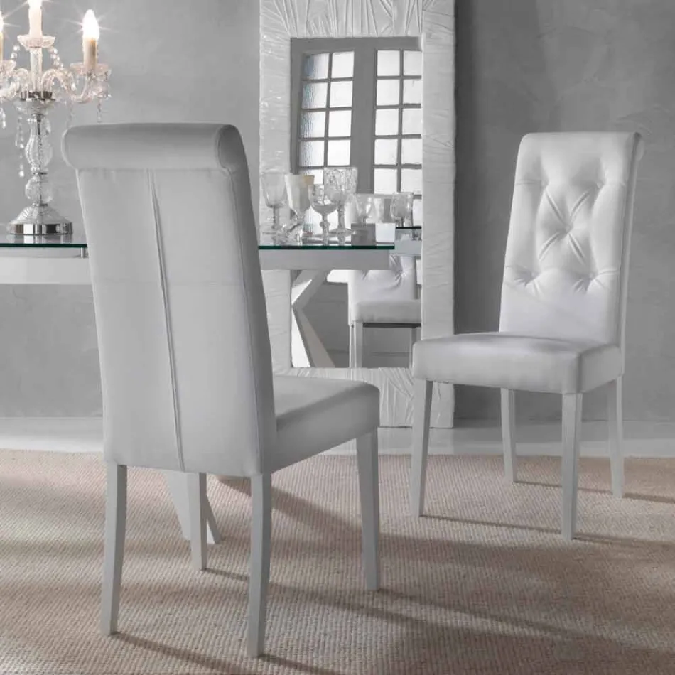 Gepolsterter Design-Stuhl, mit Capitonnè-Verarbeitung - Diana Viadurini