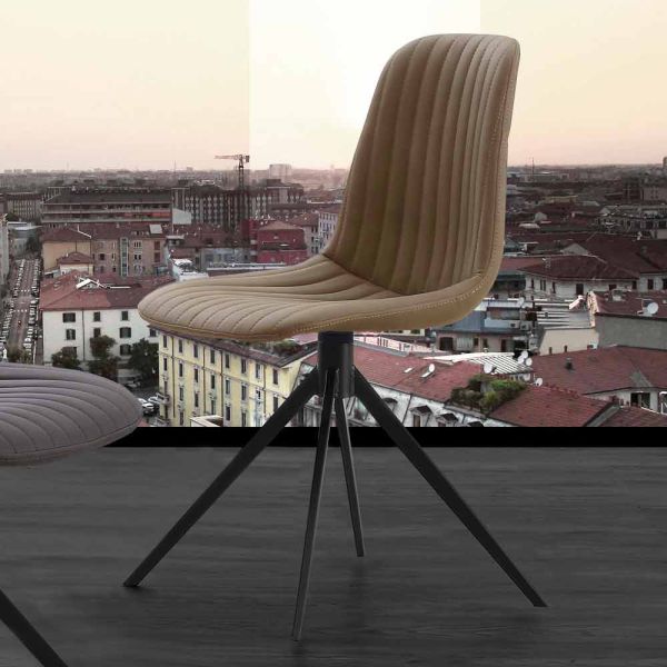 Polsterstuhl aus nabukleder und metall, in modernem design, taranto