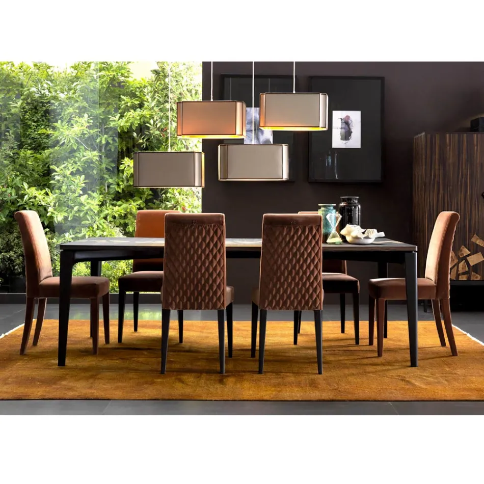 Polsterstuhl living aus Massivholz Grilli Zarafa in Italien hergestellt, 2 Stücke  Viadurini