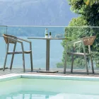 Stapelbarer Stuhl mit Textilene-Sitz und Twist Wicker Back - Passion Viadurini