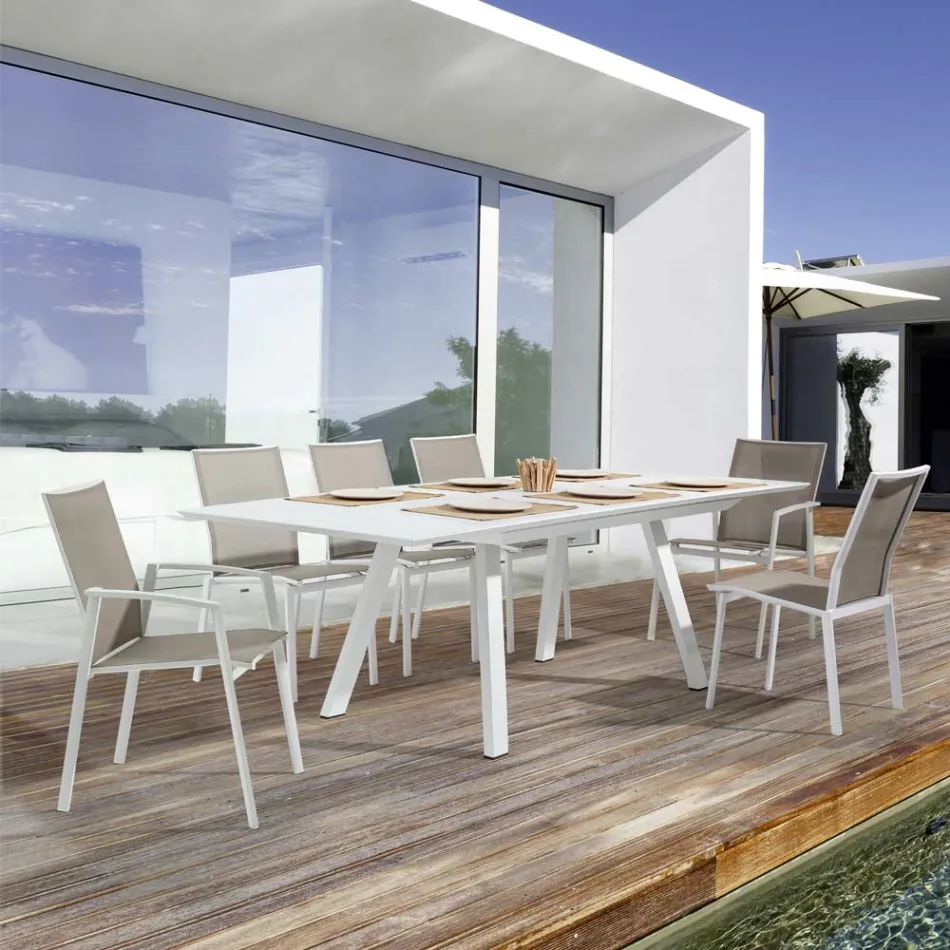 Stapelbarer Outdoor-Stuhl aus lackiertem Aluminium, Homemotion, 4 Stück – Odelia Viadurini