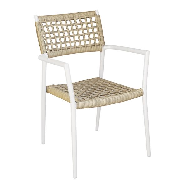Stapelbarer outdoor-stuhl mit sitz und rückenlehne aus twist-geflecht - solefresco