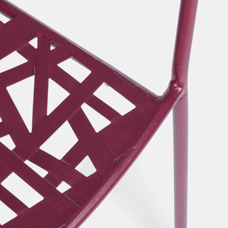 Stapelbarer Outdoor-Stuhl aus mattem Stahl, 4 Stück - Ralia Viadurini