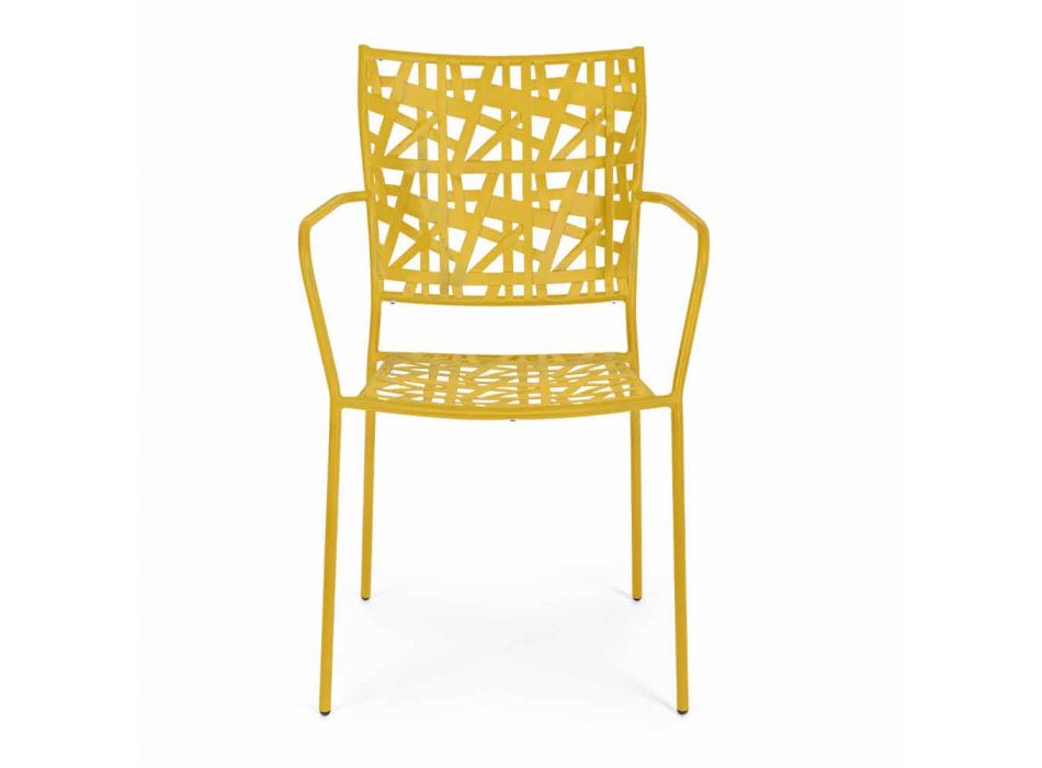 Stapelbarer Outdoor-Stuhl aus mattem Stahl, 4 Stück - Ralia Viadurini