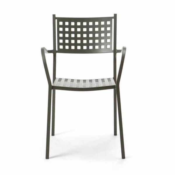 Stapelbarer gartenstuhl aus lackiertem metall made in italy, 8 stück - lina