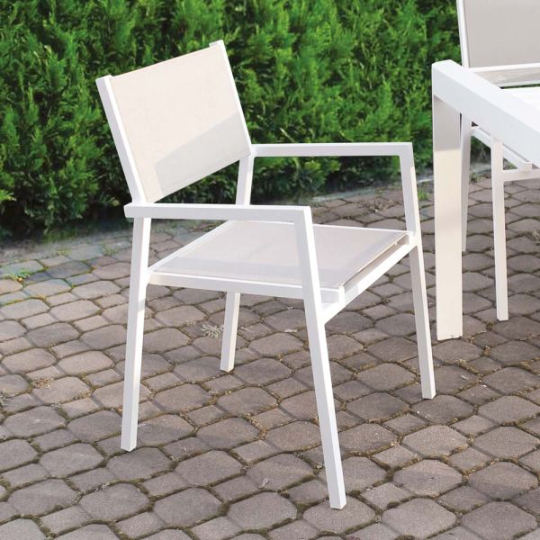 Stapelbarer gartenstuhl aus aluminium und textilene - ninfea