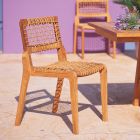 Stapelbarer Gartenstuhl aus Teakholz und WaProLace Made in Italy - Oracle Viadurini