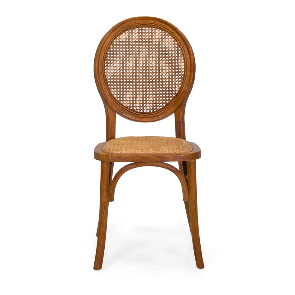 Stapelbarer Wohnzimmersessel aus Ailando-Holz und Wiener Stroh - Laguna Viadurini