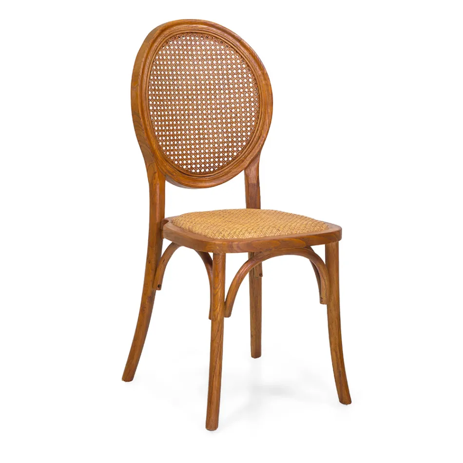 Stapelbarer Wohnzimmersessel aus Ailando-Holz und Wiener Stroh - Laguna Viadurini