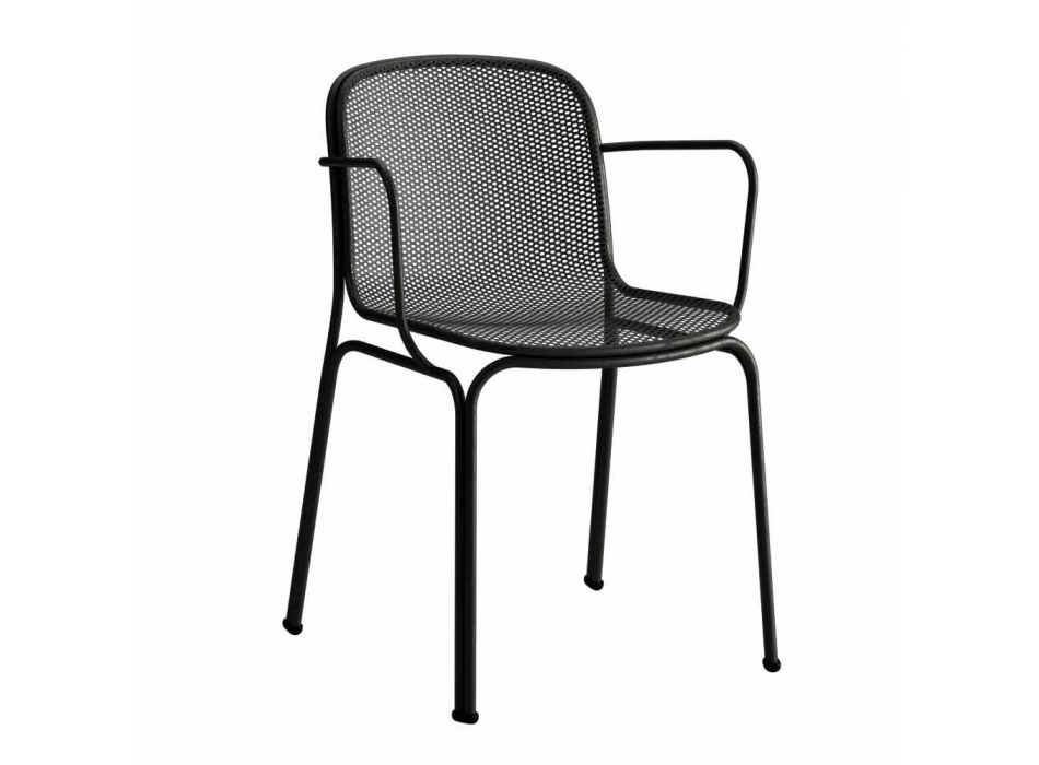 4 stapelbare Metallstühle für den Außenbereich, hergestellt in Italien