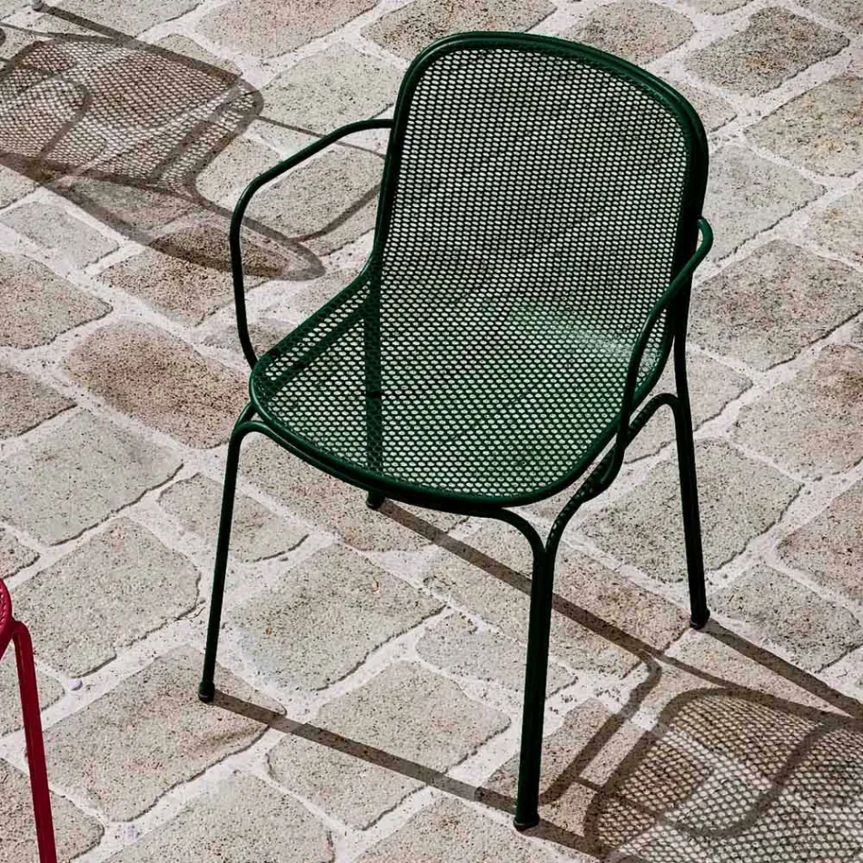 Stapelbarer Outdoor Metallstuhl Made in Italy, 4 Stück - Verna Viadurini