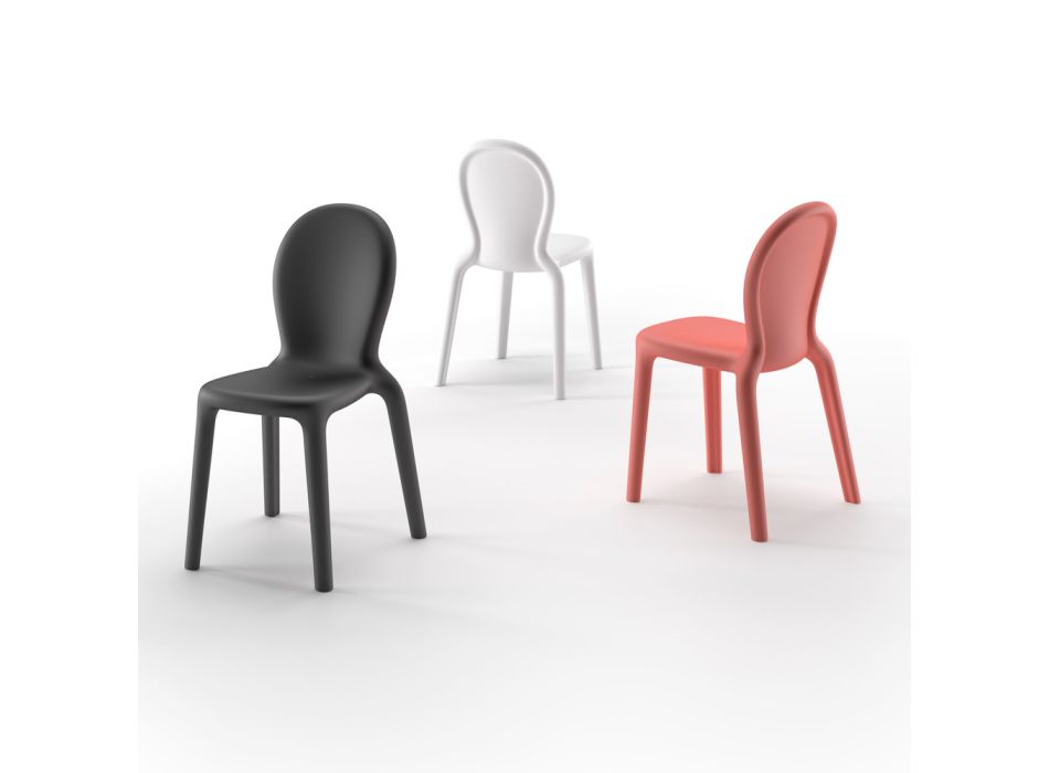 Stapelbarer Stuhl aus farbigem Polyethylen, hergestellt in Italien, 2 Stück - Jamala Viadurini