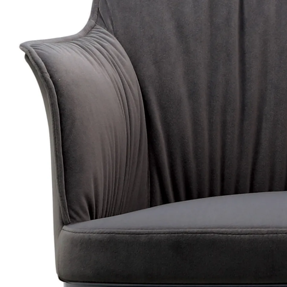 Stahlstuhl mit samtbezogenem Sitz, hergestellt in Italien – Arisa Viadurini