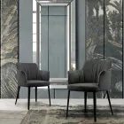 Stahlstuhl mit samtbezogenem Sitz, hergestellt in Italien – Arisa Viadurini