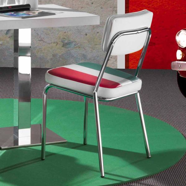 Stuhl aus kunstleder mit italienischer flagge in modernem design banda