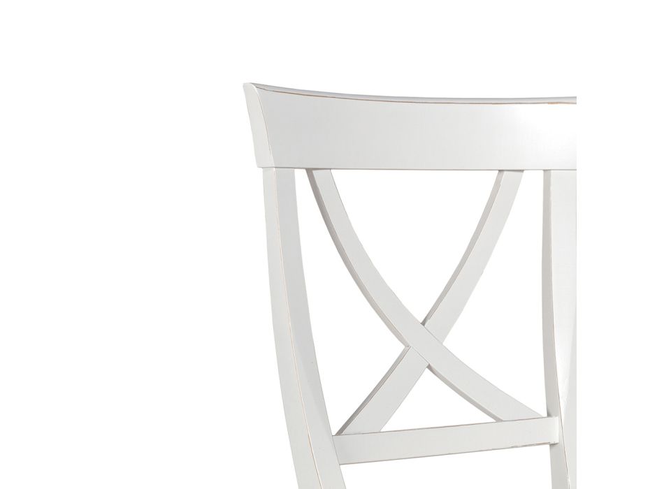 Stuhl aus weißem Holz und Juma-Beige-Stoff, hergestellt in Italien – Diamante Viadurini