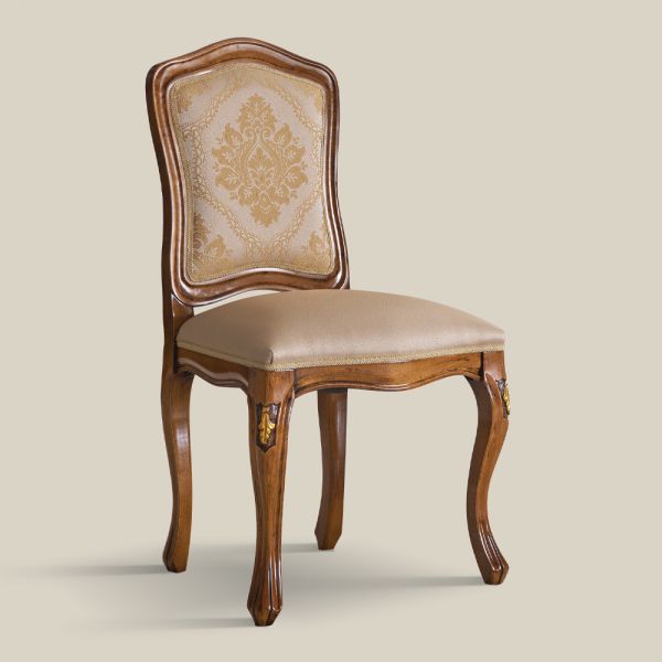Klassischer holzstuhl mit luxuriösem polsterstoff made in italy - majesty