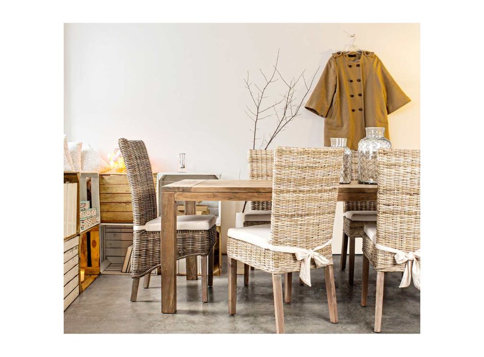 Gartenstuhl aus Holz mit Designerkissen für den Außenbereich – Taffi Viadurini