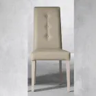 Holzstuhl und Kunstledersitz mit italienischen Designknöpfen - Mircea Viadurini