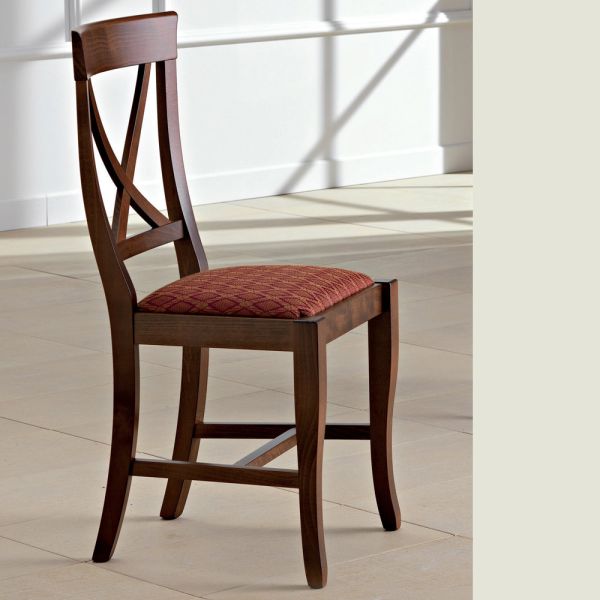 Stuhl aus holz und stoff klassisches design mit gekreuzter rückenlehne - debussy