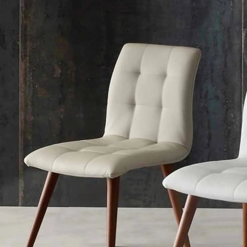 Massivholzstuhl mit lila Kunstleder bezogen Viadurini