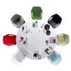 Stapelbarer Stuhl aus Metall und Polypropylen Hergestellt in Italien, 4 Stück - Karamell Viadurini