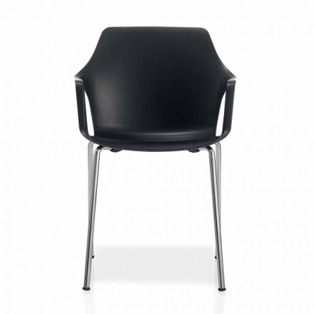 Stapelbarer Stuhl aus Metall und Polypropylen Hergestellt in Italien, 4 Stück - Karamell Viadurini