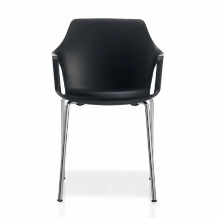 Stapelbarer Stuhl aus Metall und Polypropylen Hergestellt in Italien, 4 Stück - Karamell Viadurini