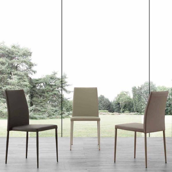 Stuhl aus metall in kusteleder bezogen caserta, modernes design