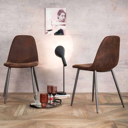 Wohnstuhl mit modernem Design aus Kunstleder, Elice 4 Stück Viadurini