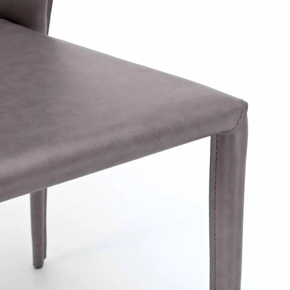 Moderner Wohnstuhl, komplett mit Kunstleder bezogen, Accadia, 4 Stück Viadurini