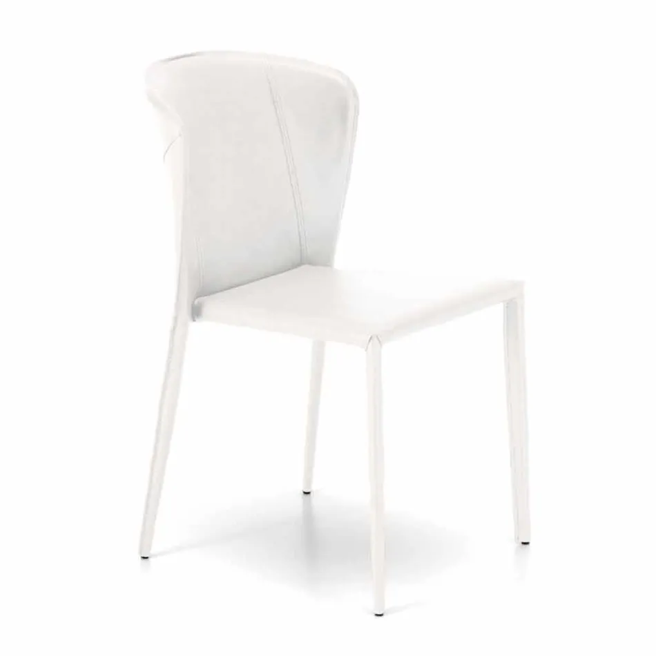 Moderner Wohnstuhl, komplett mit Kunstleder bezogen, Accadia, 4 Stück Viadurini